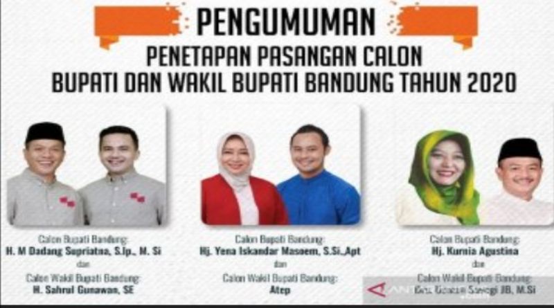 KPU Kabupaten Bandung Tetapkan 3 Paslon Pilkada 2020