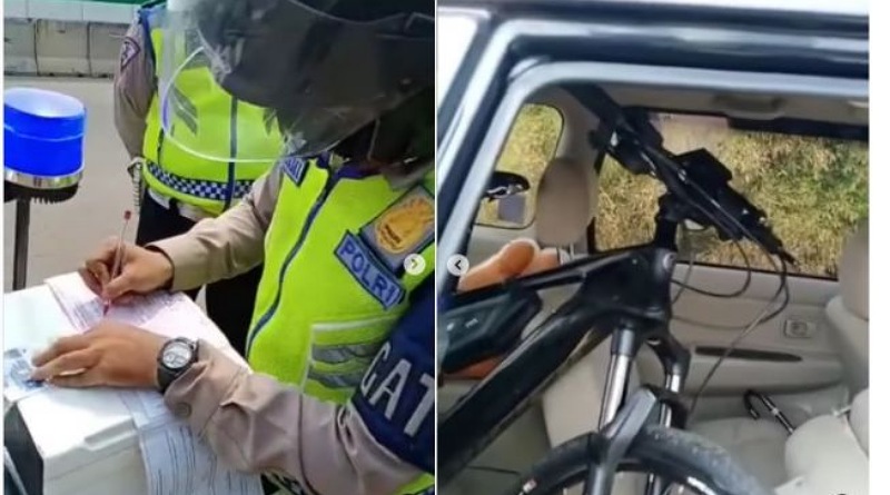 Gara-Gara Bawa Sepeda Dalam Mobil, Polisi Tilang Pengendara