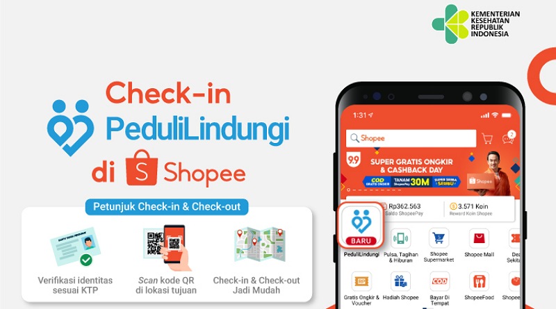 Check-in PeduliLindungi Kini Bisa dari Shopee, Cek Caranya