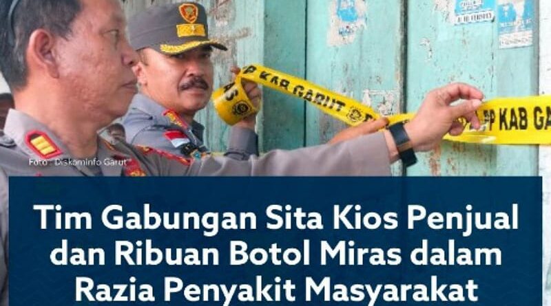 Tim Gabungan Satpol PP, TNI, dan Polri Segel Toko Penyimpan Minuman Keras di Garut