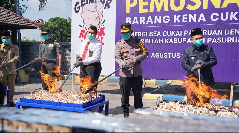 Pemerintah Kabupaten Pasuruan Musnahkan Barang Kena Cukai Ilegal Senilai Rp 10,74 Miliar