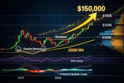 Bitcoin price chart showing momentum building toward the 150K bull cycle target — essential visual context for Bitcoin bull cycle toward 150K analysis