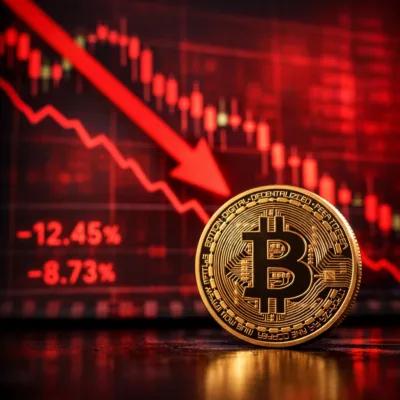 Bitcoin selloff deepens as bearish momentum intensifies across global crypto markets, with red candlesticks signaling sustained downside pressure.